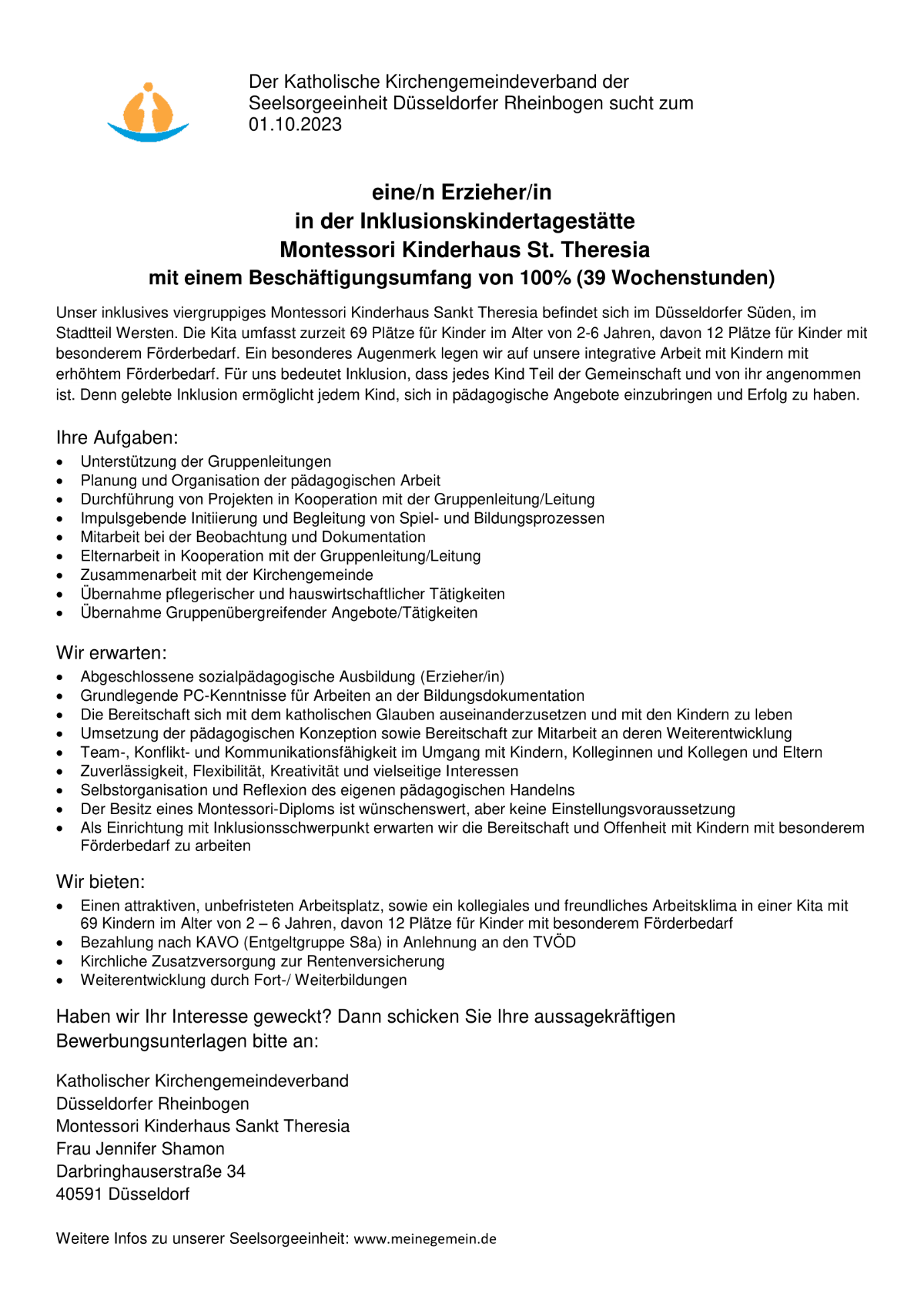 _Stellenausschreibung FK 100% Kita_Theresia09_2023-1