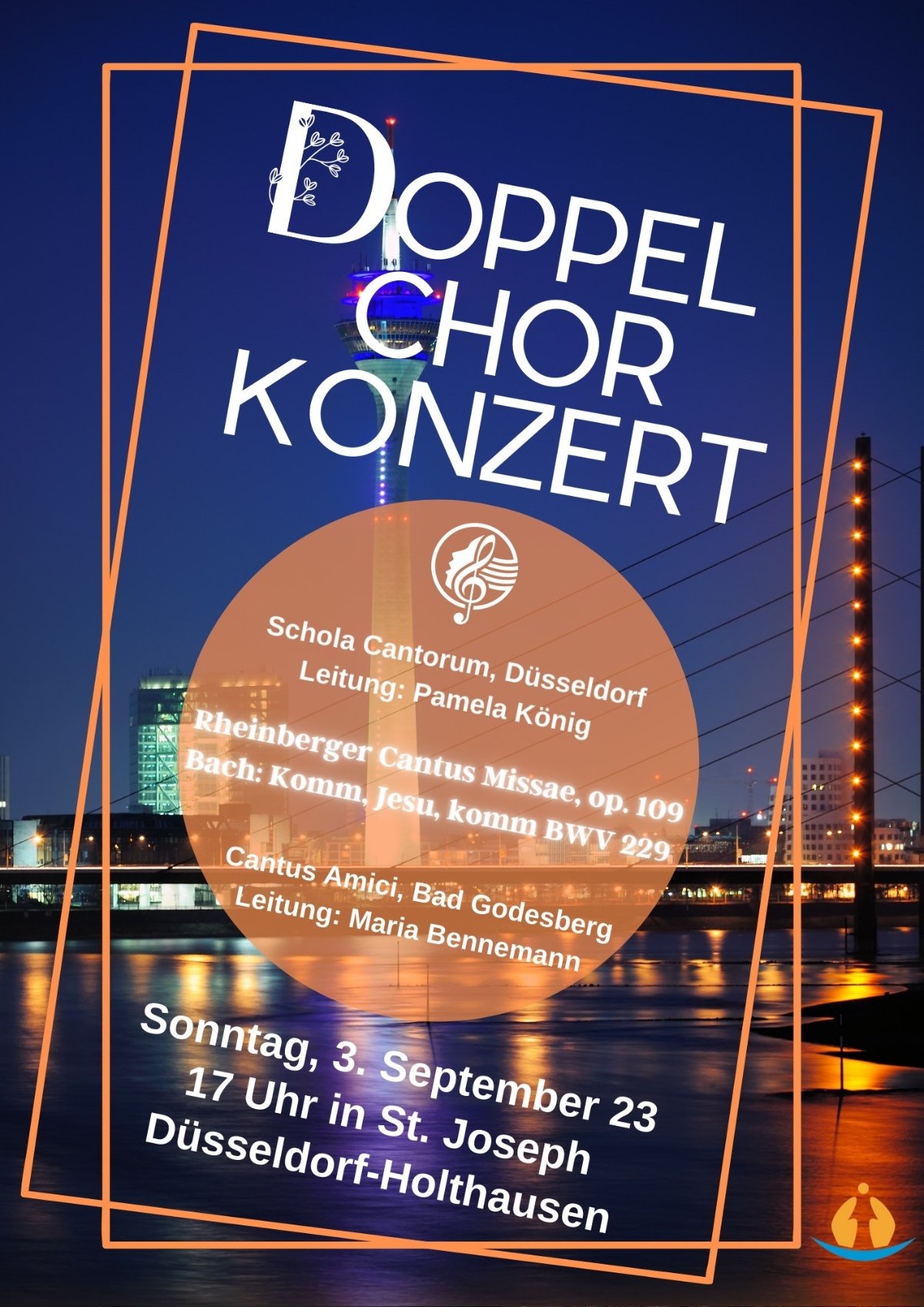 Doppelchorkonzert 3.9. Düsseldorf blau Plakat