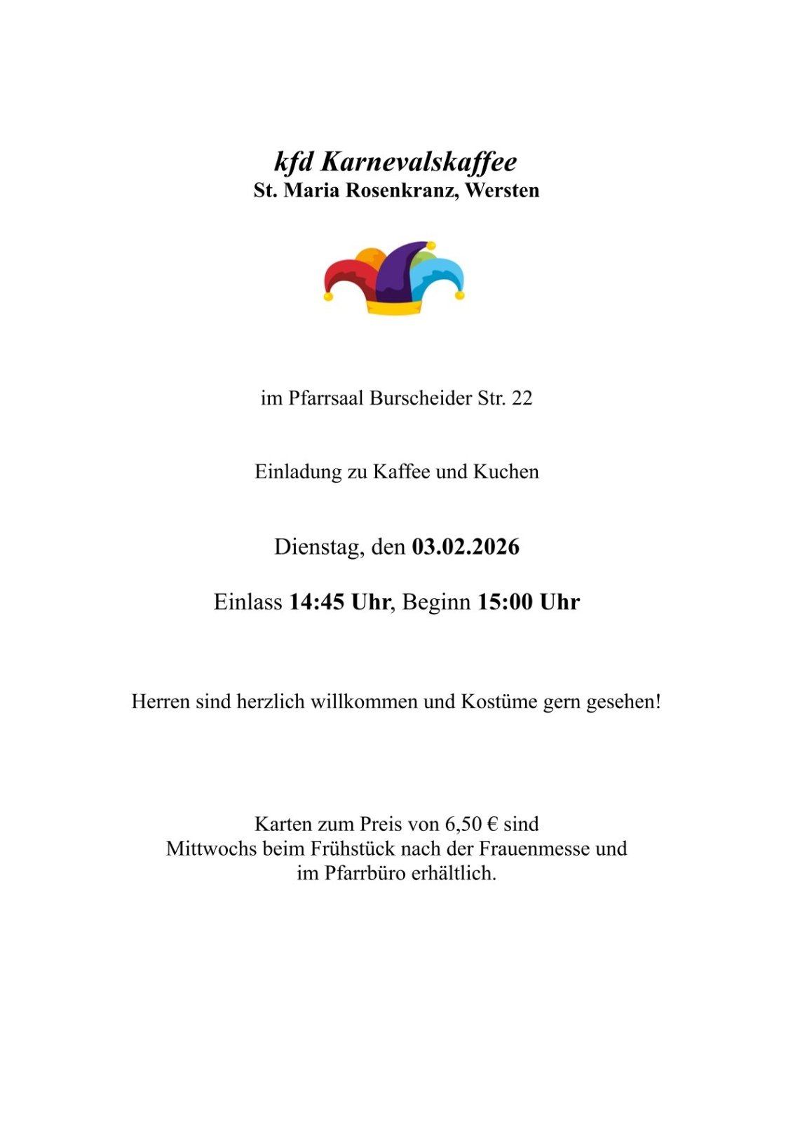 Karnevalskaffee 2026 Plakat