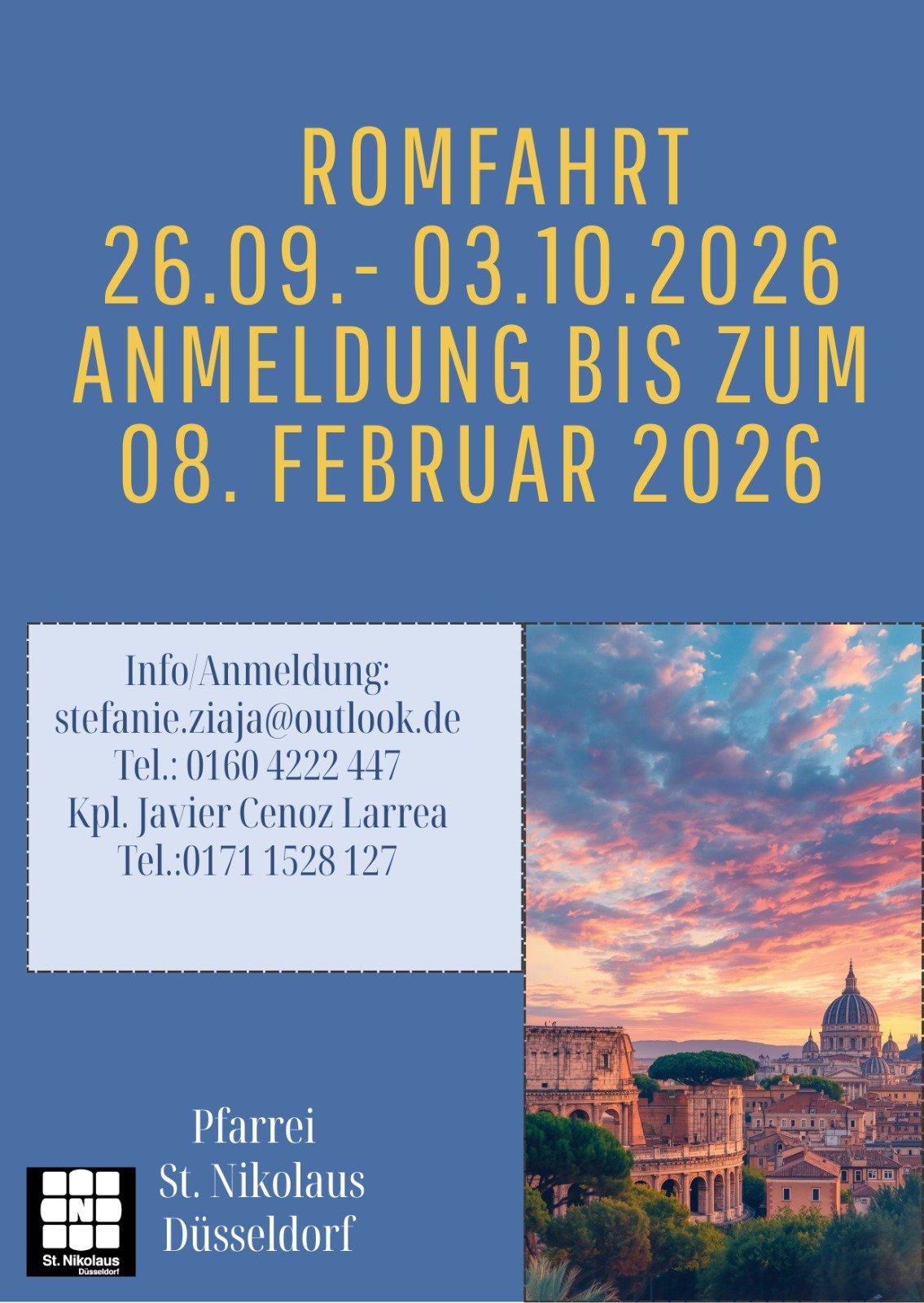 Plakat Anmeldung Romwallfahrt