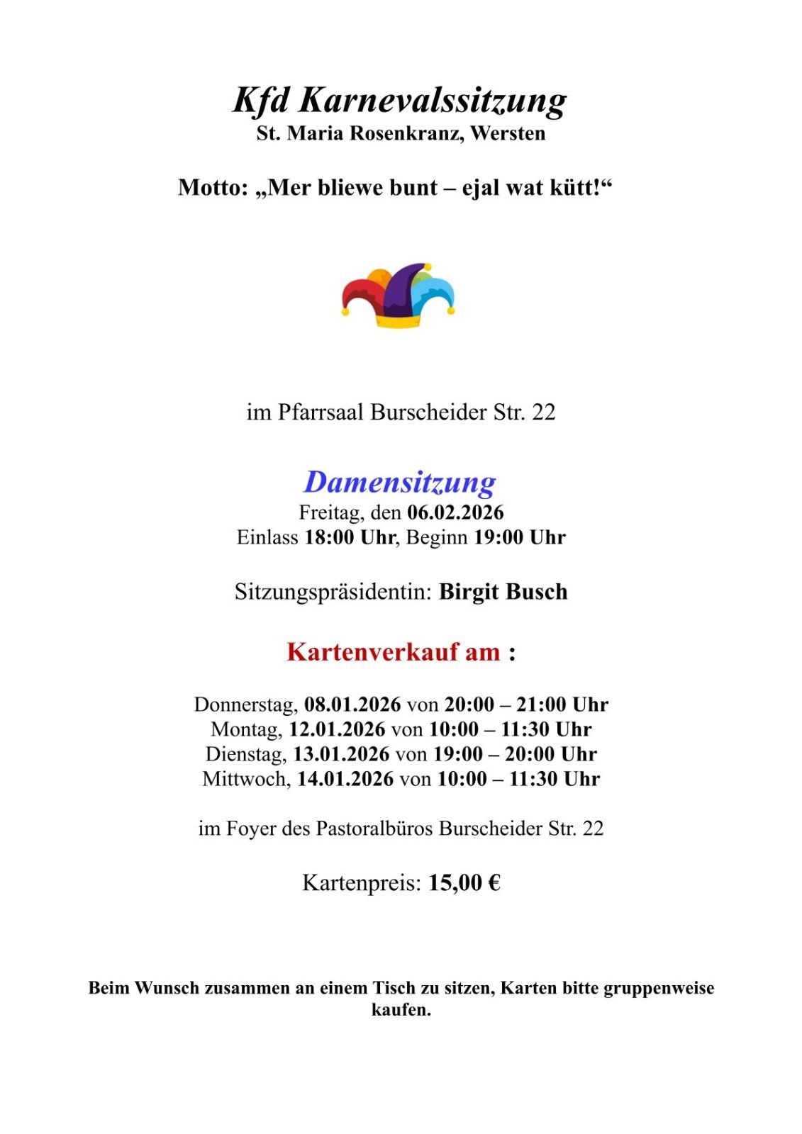 kfd Karneval Plakat 2026