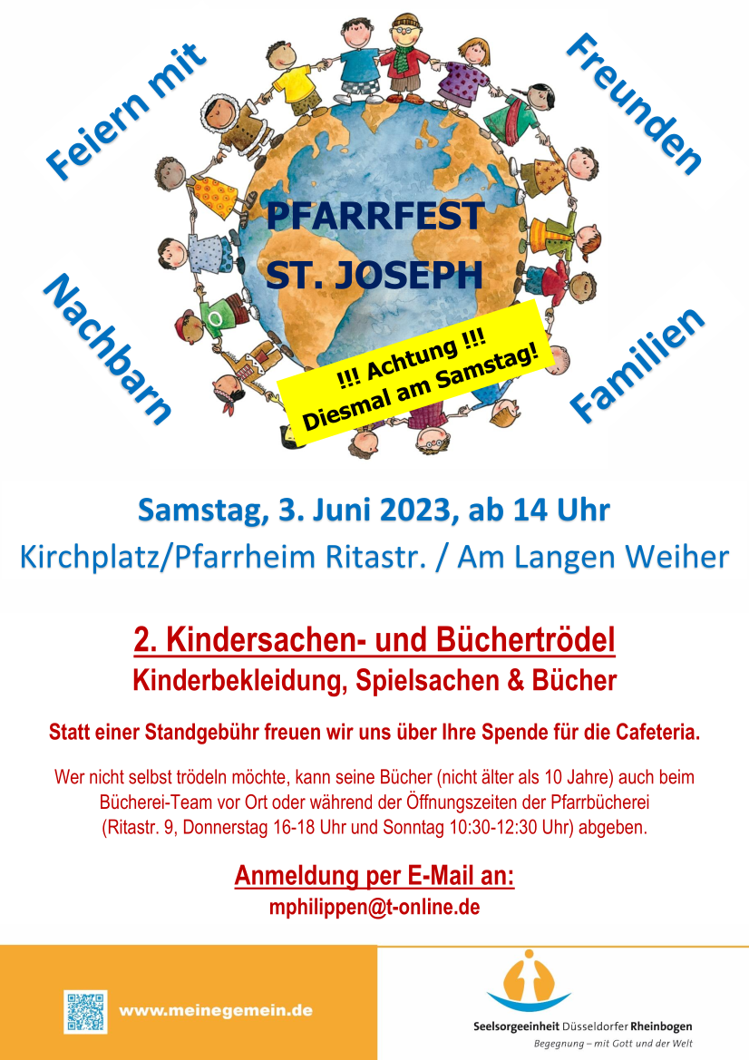 20230426_Joseph_Pfarrfest-Plakat Kinder-Bücher-trödel (c) SE Düsseldorfer Rheinbogen