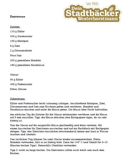 Rezept Zimtsterne vom Stadtbäcker