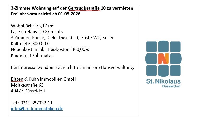 Wohnungsanzeige Gertrudisstr. 10 Homepage